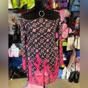 Pink Flames Namilia Cum and Play Mini Dress Large